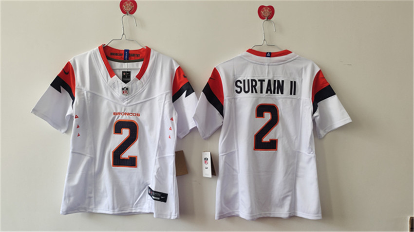 Women's White Denver Broncos #2 Pat Surtain II 2024 F.U.S.E Stitched Jersey(Run Small)